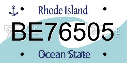 BE76505 Rhode Island License Plate