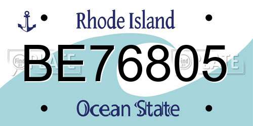 BE76805 Rhode Island License Plate
