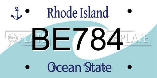 BE784 Rhode Island License Plate