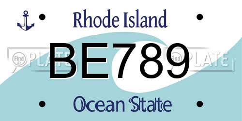 BE789 Rhode Island License Plate
