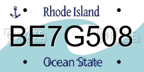 BE7G508 Rhode Island License Plate