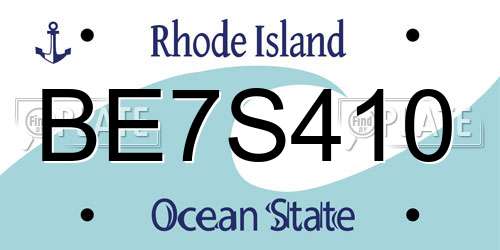 BE7S410 Rhode Island License Plate