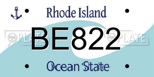 BE822 Rhode Island License Plate