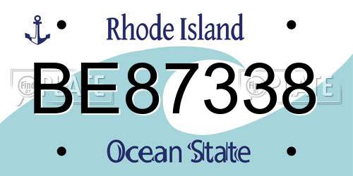 BE87338 Rhode Island License Plate