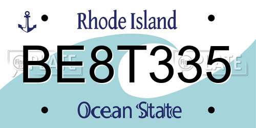 BE8T335 Rhode Island License Plate