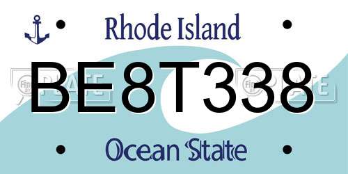 BE8T338 Rhode Island License Plate