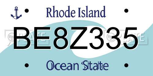 BE8Z335 Rhode Island License Plate