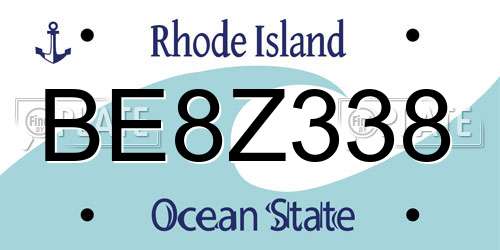 BE8Z338 Rhode Island License Plate