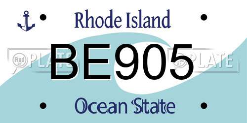 BE905 Rhode Island License Plate