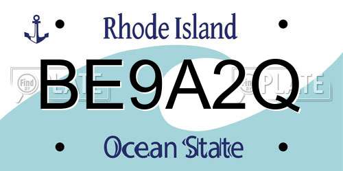 BE9A2Q Rhode Island License Plate