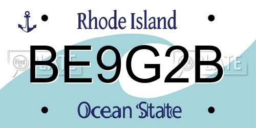 BE9G2B Rhode Island License Plate