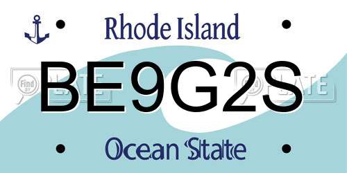 BE9G2S Rhode Island License Plate