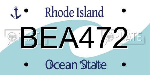 BEA472 Rhode Island License Plate
