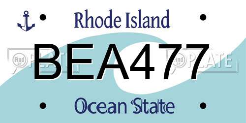 BEA477 Rhode Island License Plate