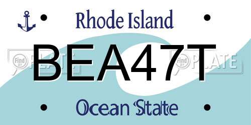 BEA47T Rhode Island License Plate