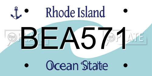 BEA571 Rhode Island License Plate