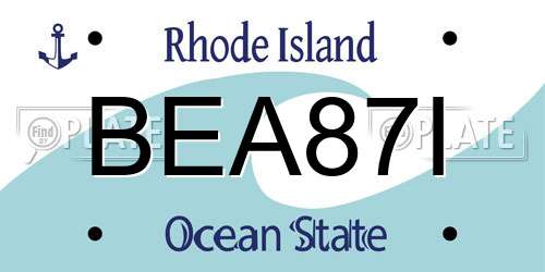 BEA87I Rhode Island License Plate