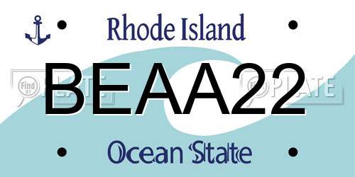 BEAA22 Rhode Island License Plate