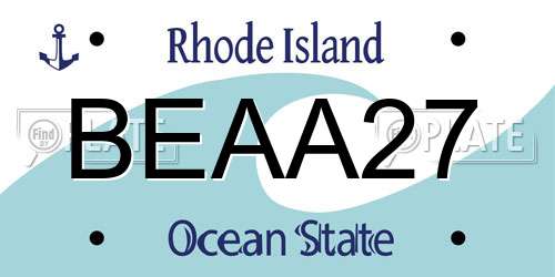 BEAA27 Rhode Island License Plate