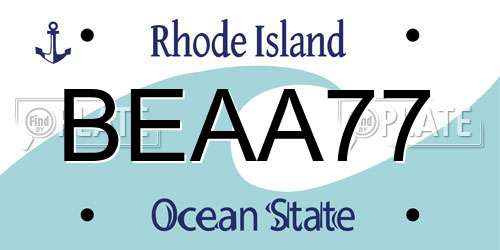 BEAA77 Rhode Island License Plate
