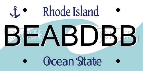 BEABDBB Rhode Island License Plate