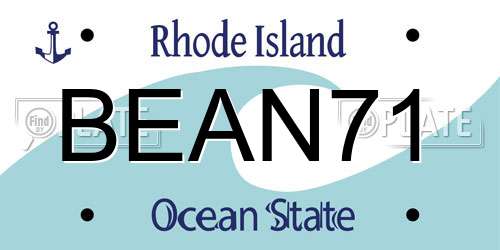 BEAN71 Rhode Island License Plate