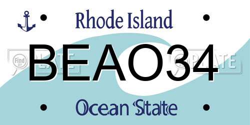 BEAO34 Rhode Island License Plate