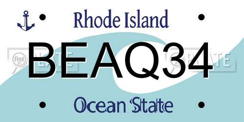 BEAQ34 Rhode Island License Plate
