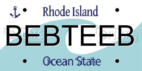 BEBTEEB Rhode Island License Plate