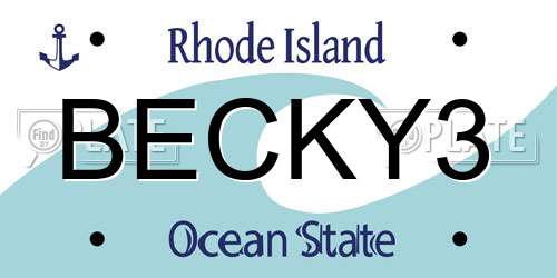 BECKY3 Rhode Island License Plate