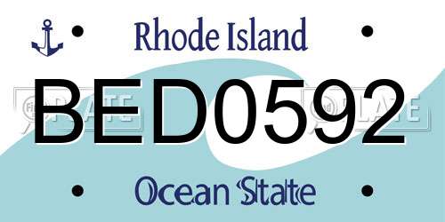 BED0592 Rhode Island License Plate