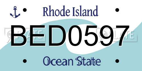 BED0597 Rhode Island License Plate