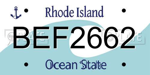 BEF2662 Rhode Island License Plate