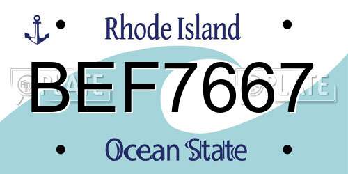 BEF7667 Rhode Island License Plate