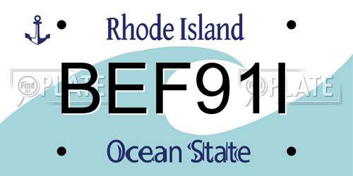 BEF91I Rhode Island License Plate