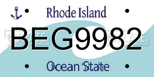 BEG9982 Rhode Island License Plate