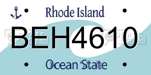 BEH4610 Rhode Island License Plate