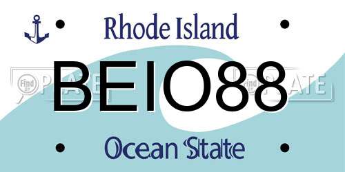 BEIO88 Rhode Island License Plate