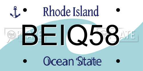 BEIQ58 Rhode Island License Plate