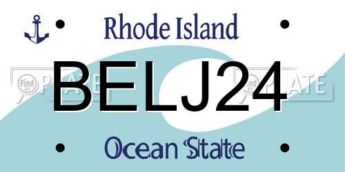 BELJ24 Rhode Island License Plate
