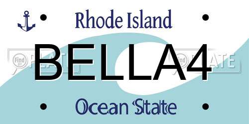 BELLA4 Rhode Island License Plate