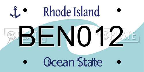 BEN012 Rhode Island License Plate