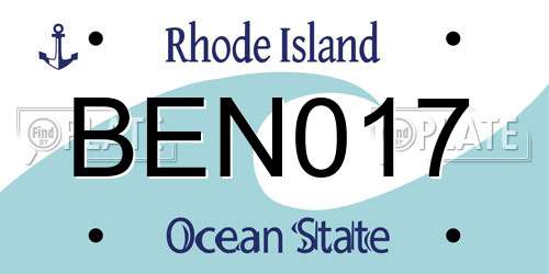 BEN017 Rhode Island License Plate
