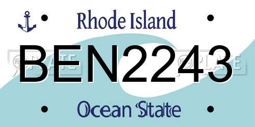 BEN2243 Rhode Island License Plate