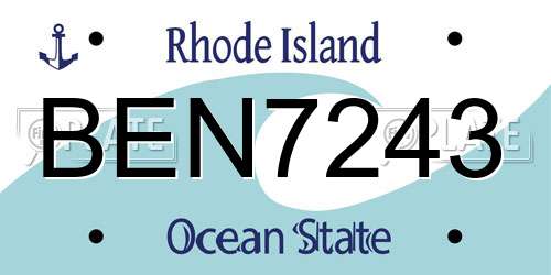 BEN7243 Rhode Island License Plate
