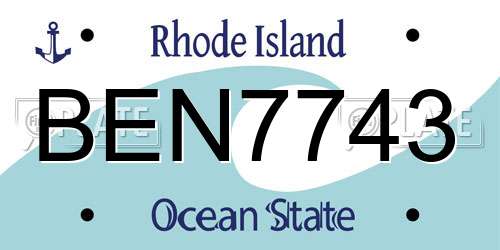 BEN7743 Rhode Island License Plate