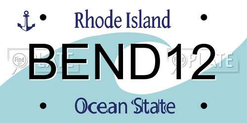 BEND12 Rhode Island License Plate
