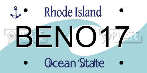 BENO17 Rhode Island License Plate