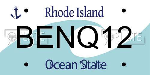 BENQ12 Rhode Island License Plate