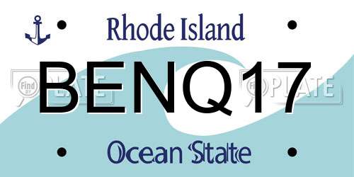 BENQ17 Rhode Island License Plate